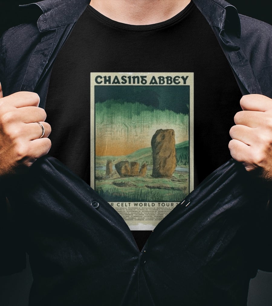 Chasin Abbey Cyber Celt World Tour 2026 Stone Circle Landscape T-Shirt