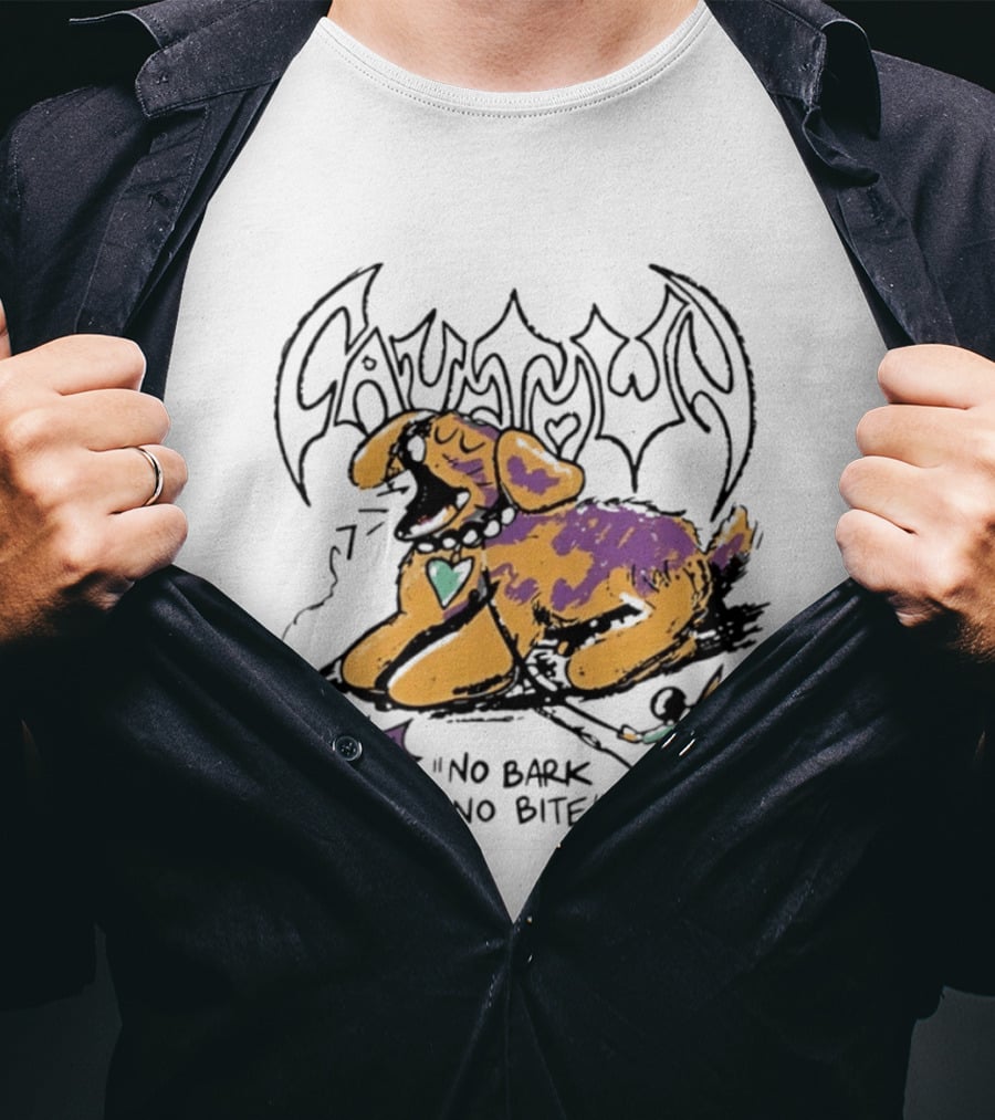 Cautown No Bark No Bite Dog Streetwear Alternative Heart Collar And Star T-Shirt