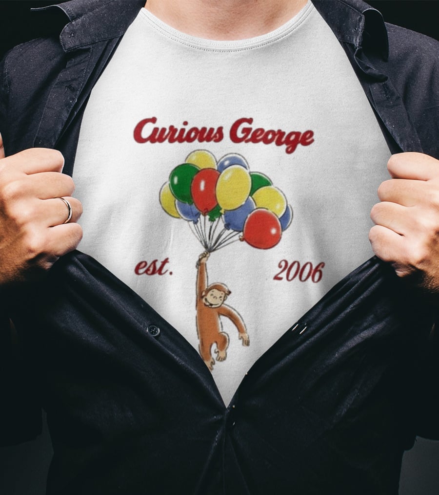 Curious George Est 2006 Balloons Vintage Style Retro Fun T-Shirt