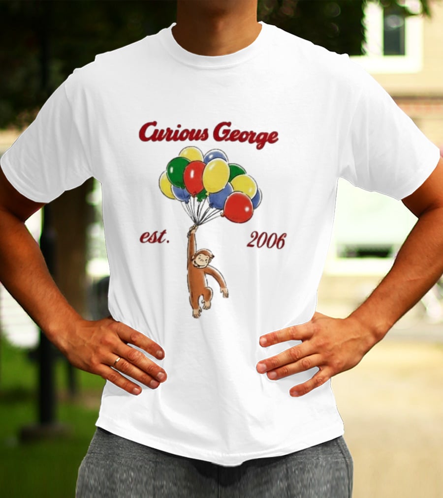 Curious George Est 2006 Balloons Vintage Style Retro Fun T-Shirt