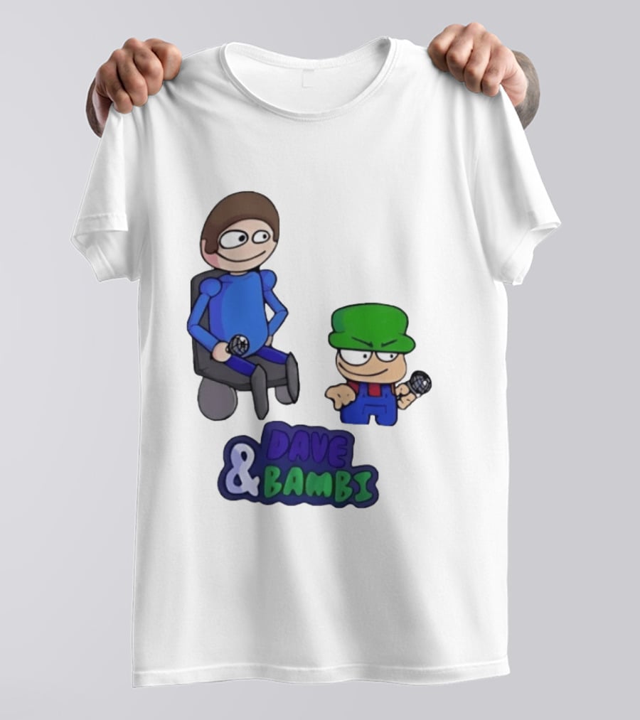 Friday Night Funkin Dave And Bambi Characters With Microphones T-Shirt