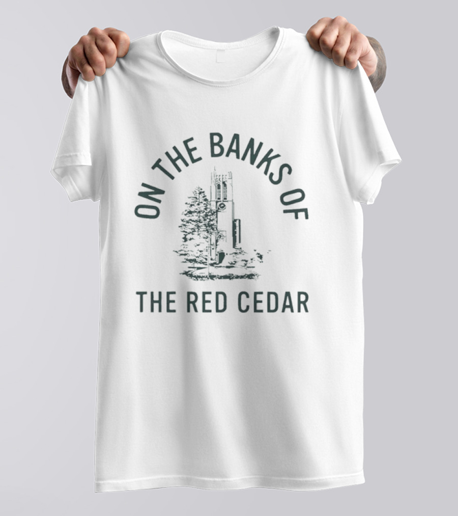 On The Banks Of The Red Cedar Michigan State University Tower T-Shirt