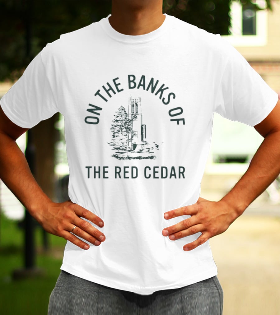 On The Banks Of The Red Cedar Michigan State University Tower T-Shirt