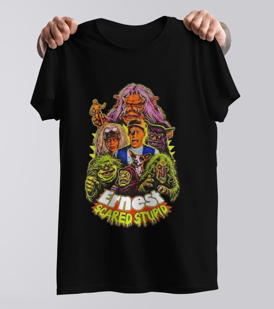 Ernest Scared Stupid Movie Characters Jim Varney Trolls Colorful T-Shirt