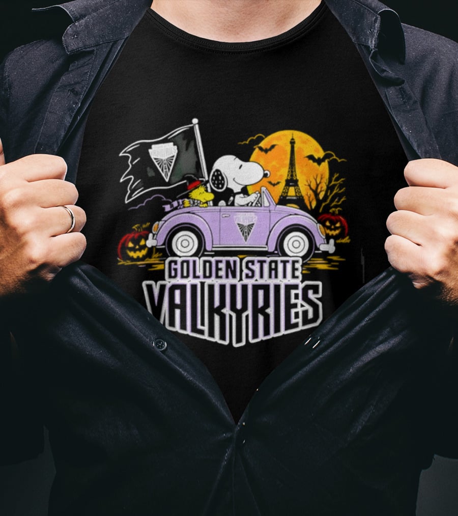 Golden State Valkyries Snoopy Woodstock Halloween Ride T-Shirt