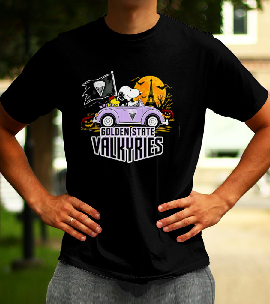 Golden State Valkyries Snoopy Woodstock Halloween Ride T-Shirt