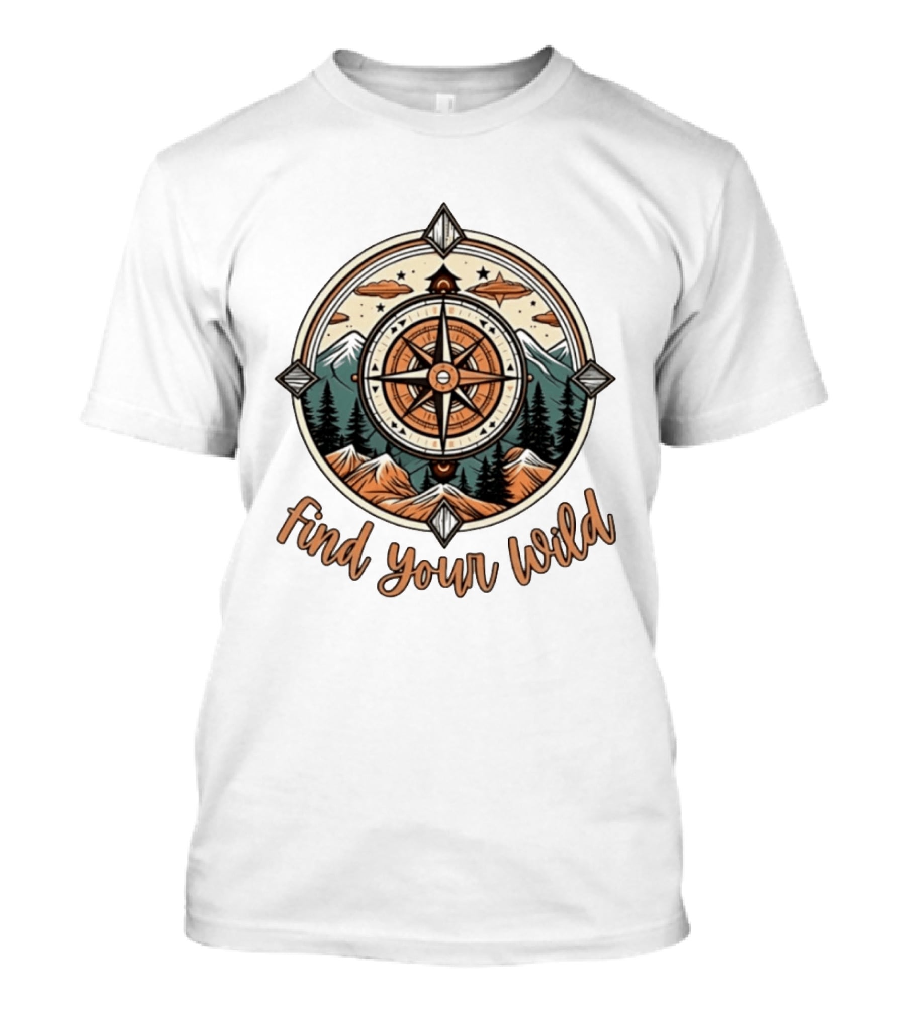 Find Your Wild Compass Mountain Adventure Nature Exploration T-Shirt