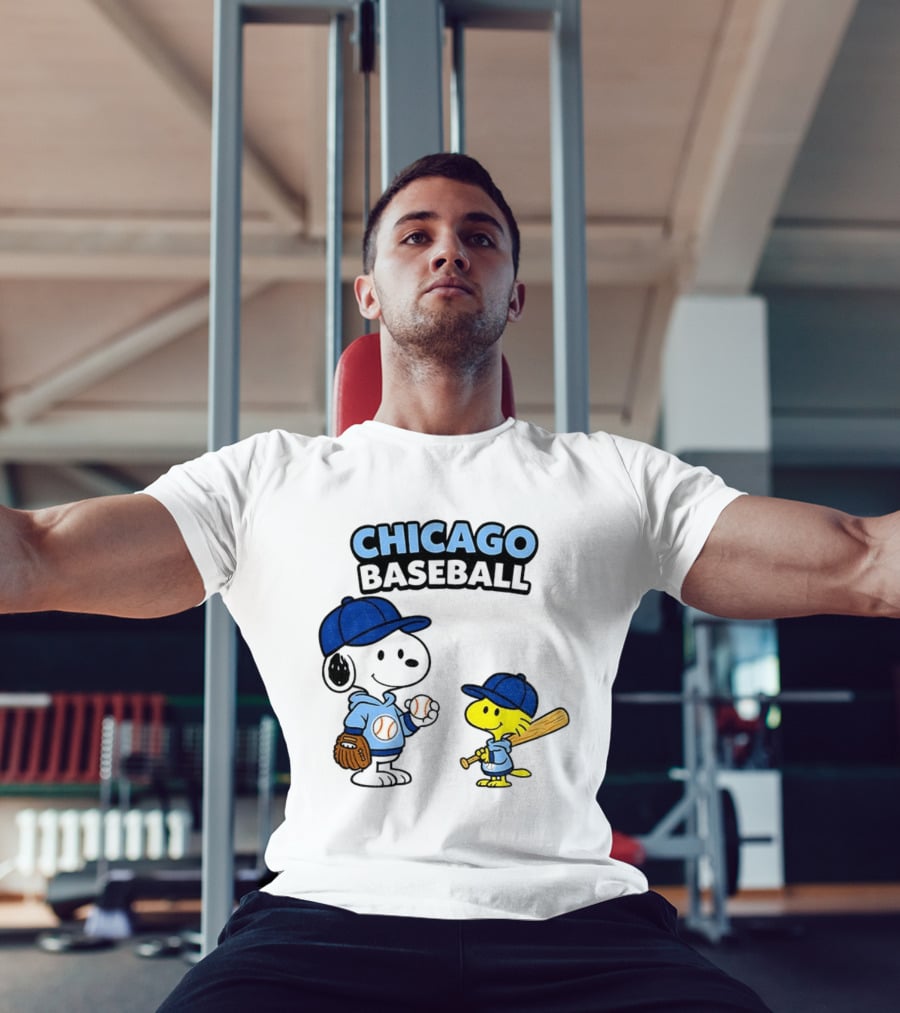 Chicago Cubs Baseball Snoopy Woodstock Peanuts Cartoon MLB T-Shirt