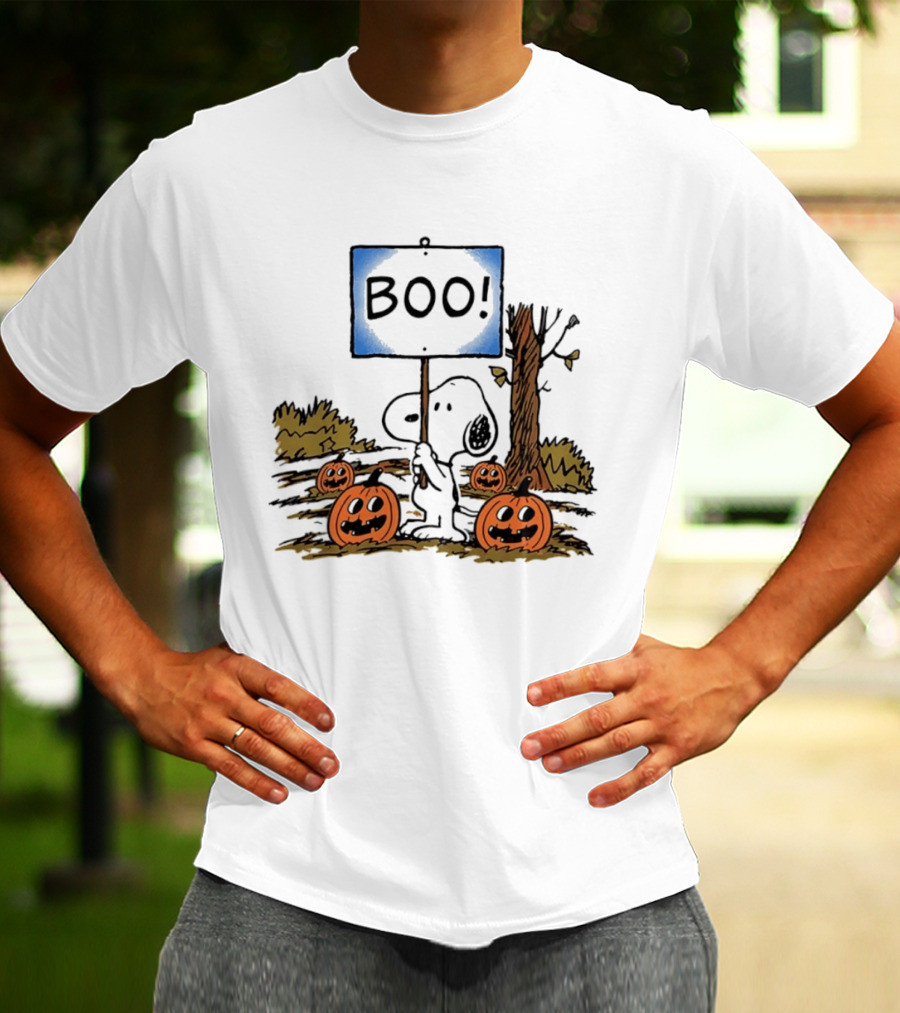 Snoopy Boo Sign Peanuts Halloween Pumpkins T-Shirt
