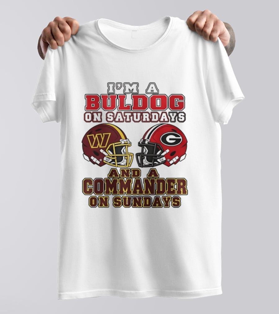 I'm A Bulldog On Saturdays And A Commander On Sundays Football Helmets T-Shirt