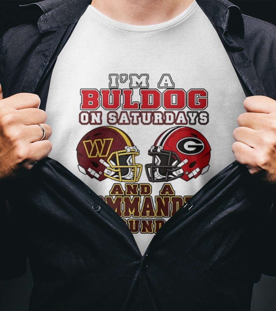 I'm A Bulldog On Saturdays And A Commander On Sundays Football Helmets T-Shirt