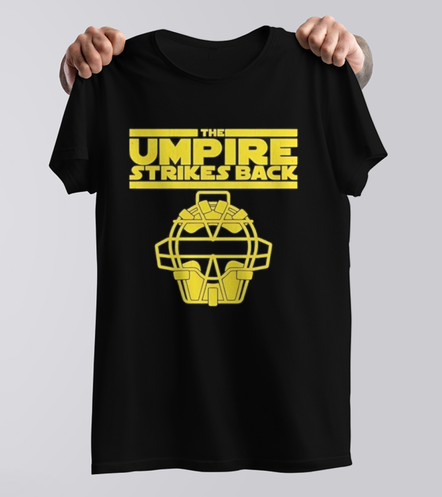 The Umpire Strikes Back Baseball Umpire Mask Retro Yellow T-Shirt