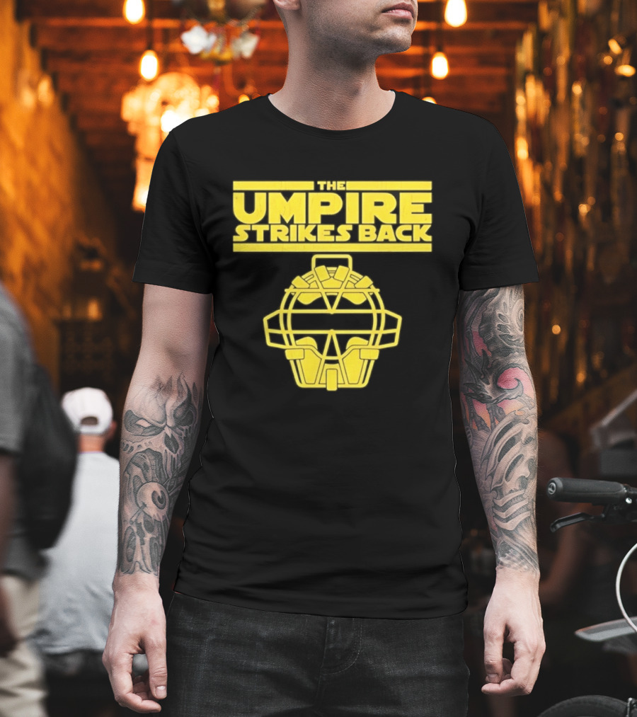 The Umpire Strikes Back Baseball Umpire Mask Retro Yellow T-Shirt