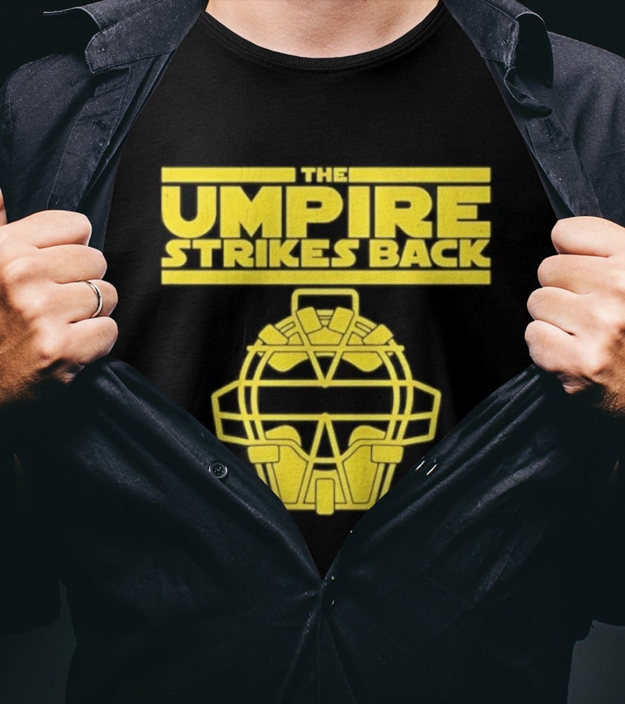 The Umpire Strikes Back Baseball Umpire Mask Retro Yellow T-Shirt