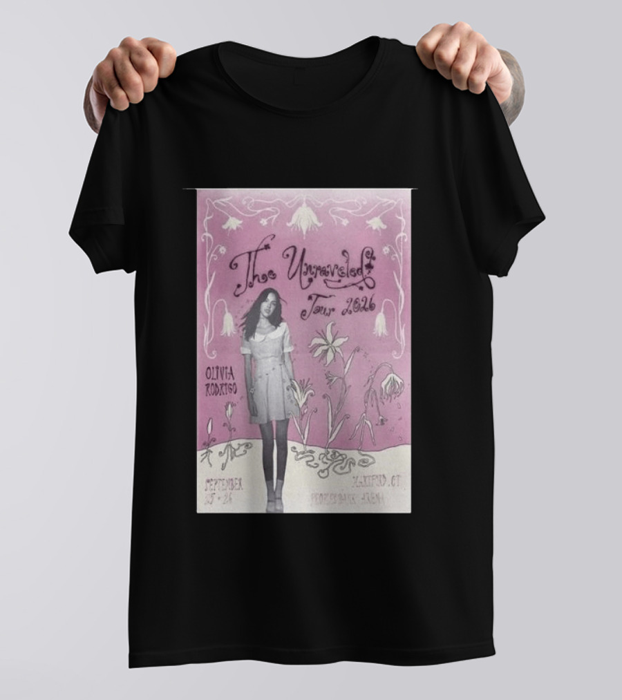 The Unraveled Tour Olivia Rodrigo 2026 Hartford Show September 26 XL Center Floral T-Shirt