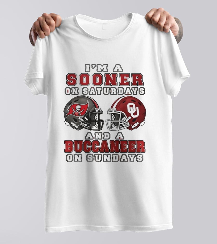 I'm A Sooner On Saturdays And A Buccaneer On Sundays Football Helmets T-Shirt