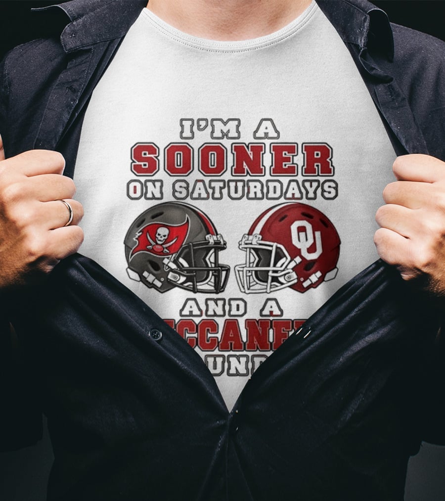 I'm A Sooner On Saturdays And A Buccaneer On Sundays Football Helmets T-Shirt