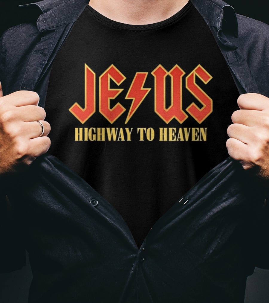 Jesus Highway To Heaven Lightning Bolt Christian Faith T-Shirt