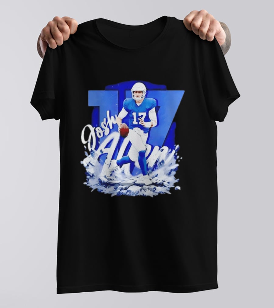 Josh Allen 17 Buffalo Bills Quarterback Snow Wave T-Shirt