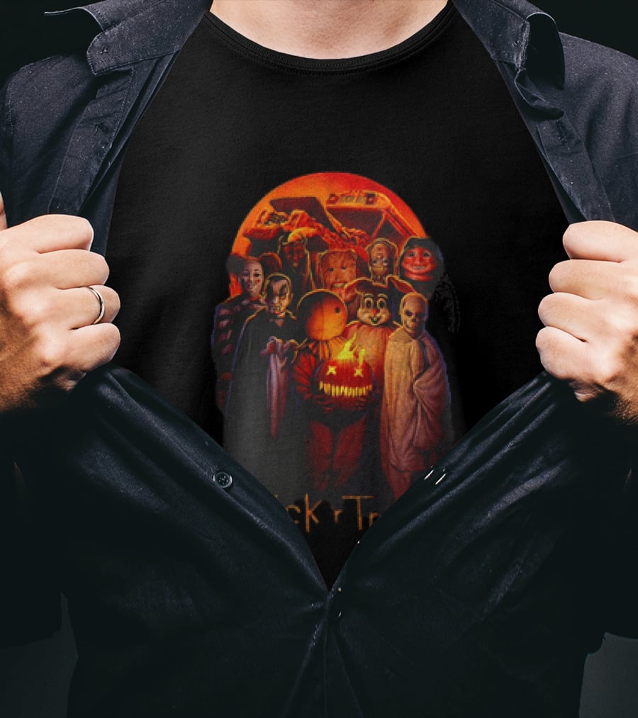 Trick Or Treat Halloween Sam With Flaming Pumpkin And Moon T-Shirt