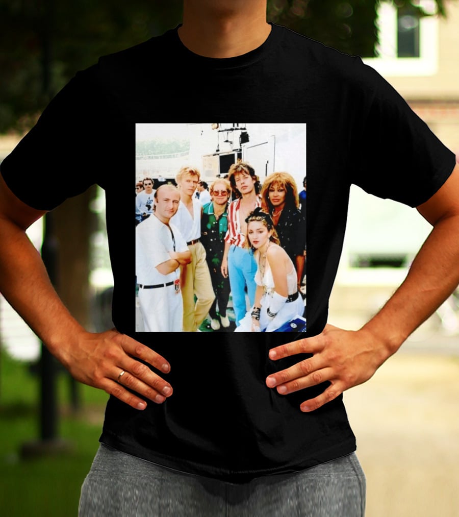Live Aid Legends Phil Collins Mick Jagger Madonna And Tina Turner T-Shirt