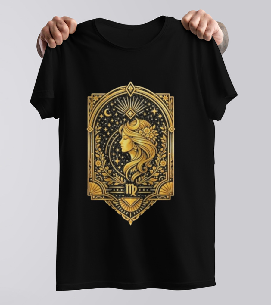 Virgo Goddess Zodiac Symbol Astrology Art Nouveau T-Shirt