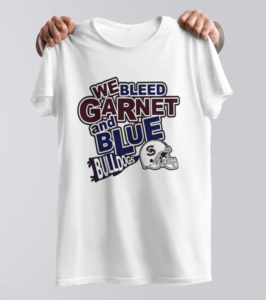 We Bleed Garnet And Blue Bulldogs South Carolina State Football T-Shirt