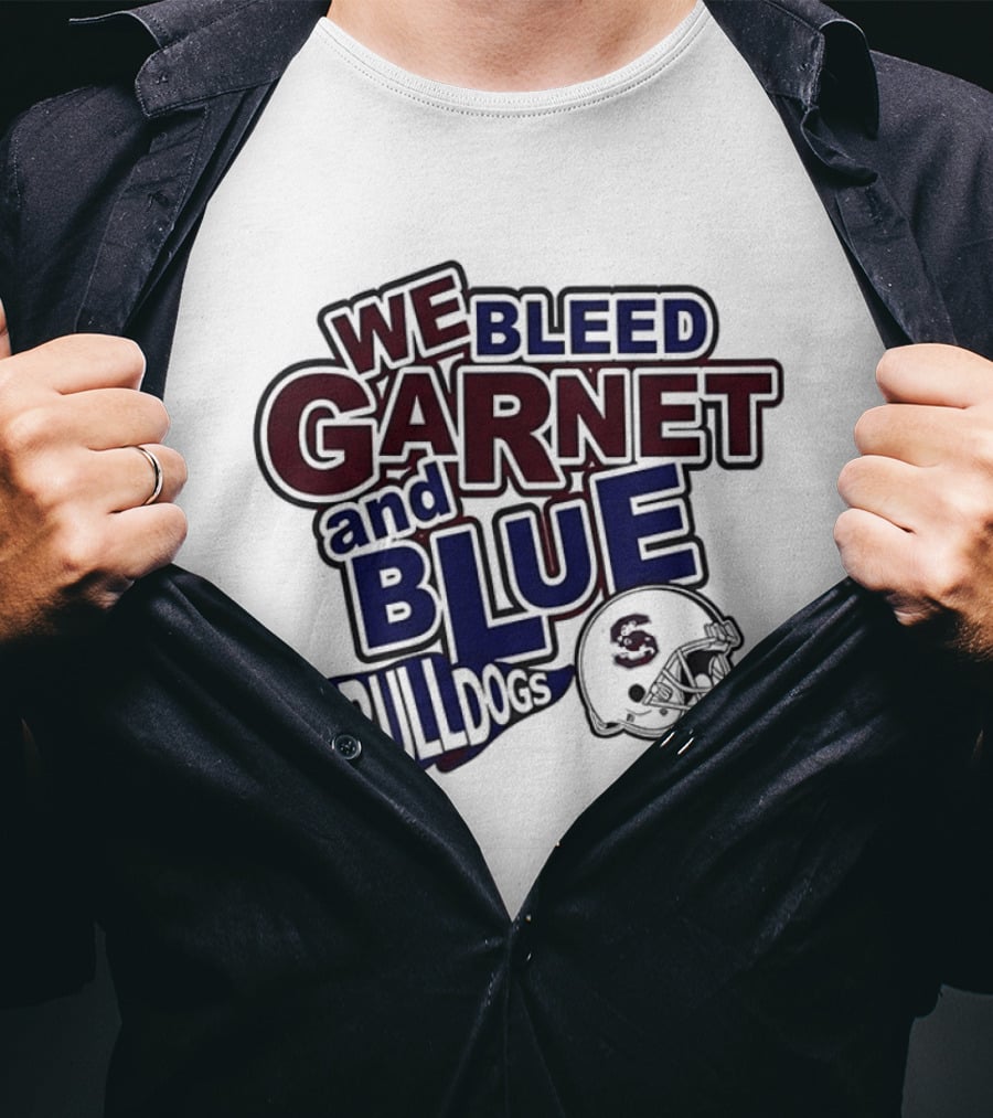 We Bleed Garnet And Blue Bulldogs South Carolina State Football T-Shirt