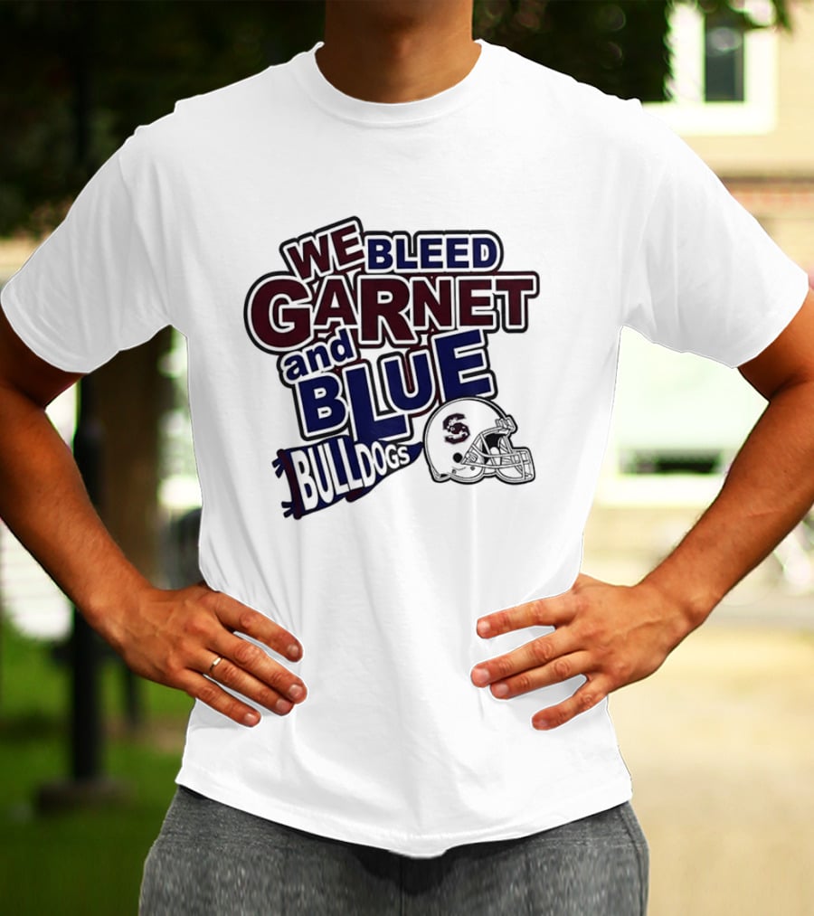 We Bleed Garnet And Blue Bulldogs South Carolina State Football T-Shirt