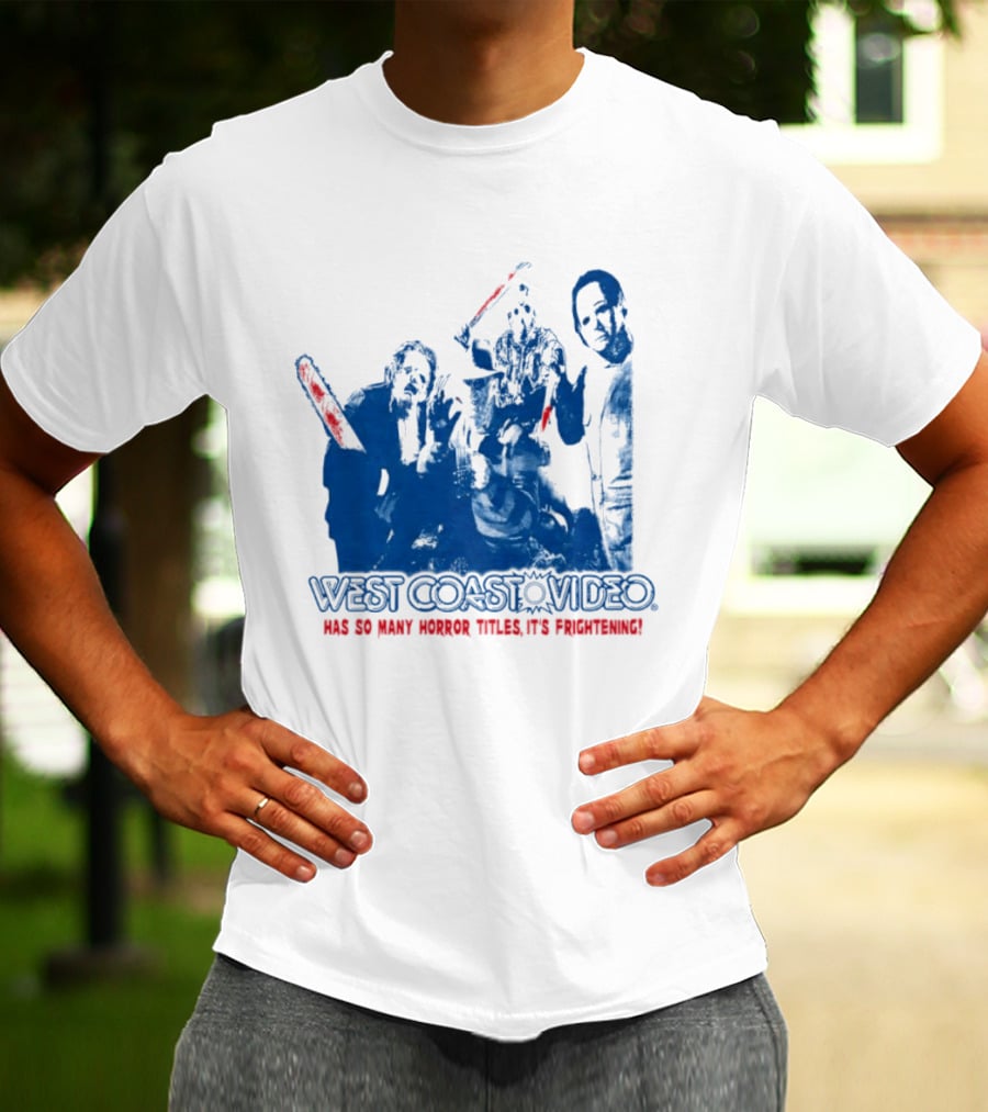West Coast Video Horror It's Frightening Slasher Movie Halloween T-Shirt