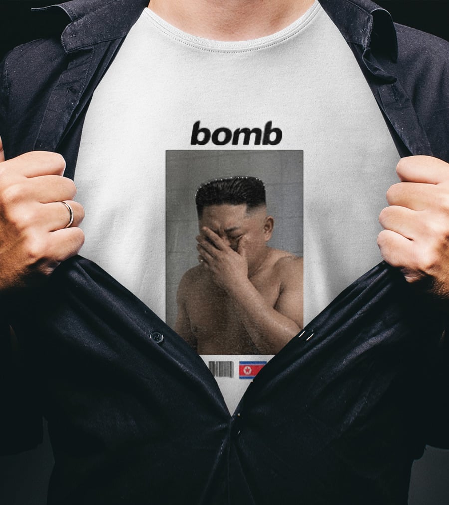 Kim Jong Un Bomb Meme Bathroom North Korea Flag T-Shirt
