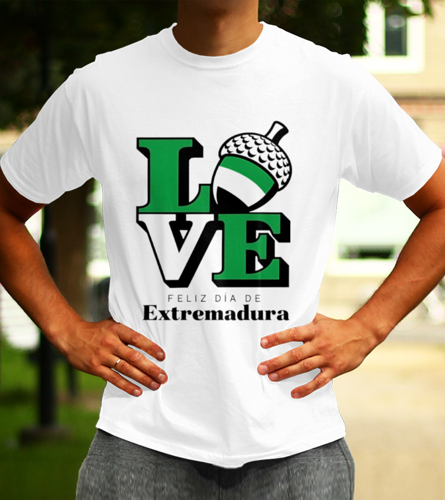 Love Feliz Día De Extremadura Acorn Icon Spain Celebration T-Shirt