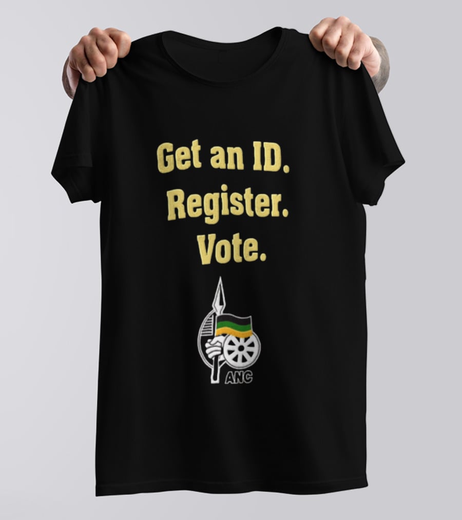ANC Get An ID Register Vote Encouragement With Iconic Spear And Wheel T-Shirt