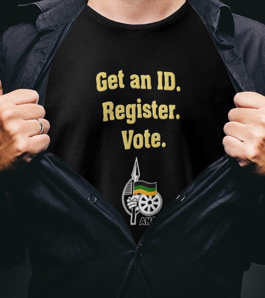ANC Get An ID Register Vote Encouragement With Iconic Spear And Wheel T-Shirt