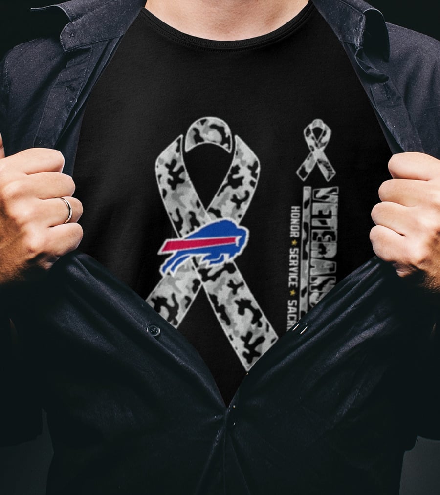 Buffalo Bills Camo Ribbon Veterans Day Honor Service Sacrifice T-Shirt