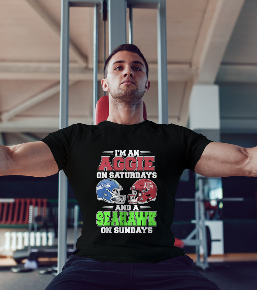 I'm An Aggie On Saturdays And A Seahawk On Sundays Football Helmets T-Shirt