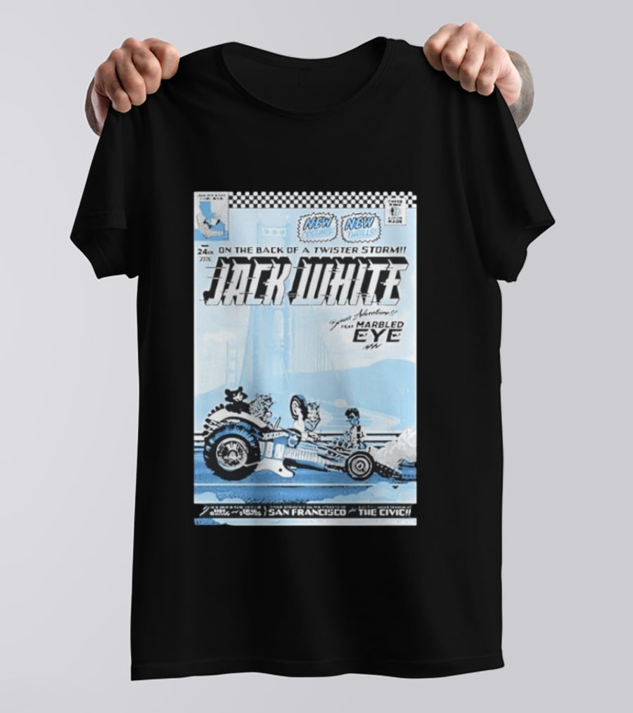 Jack White Twister Storm SF Comic Book Adventure Featuring Marbled Eye San Francisco The Civic T-Shirt