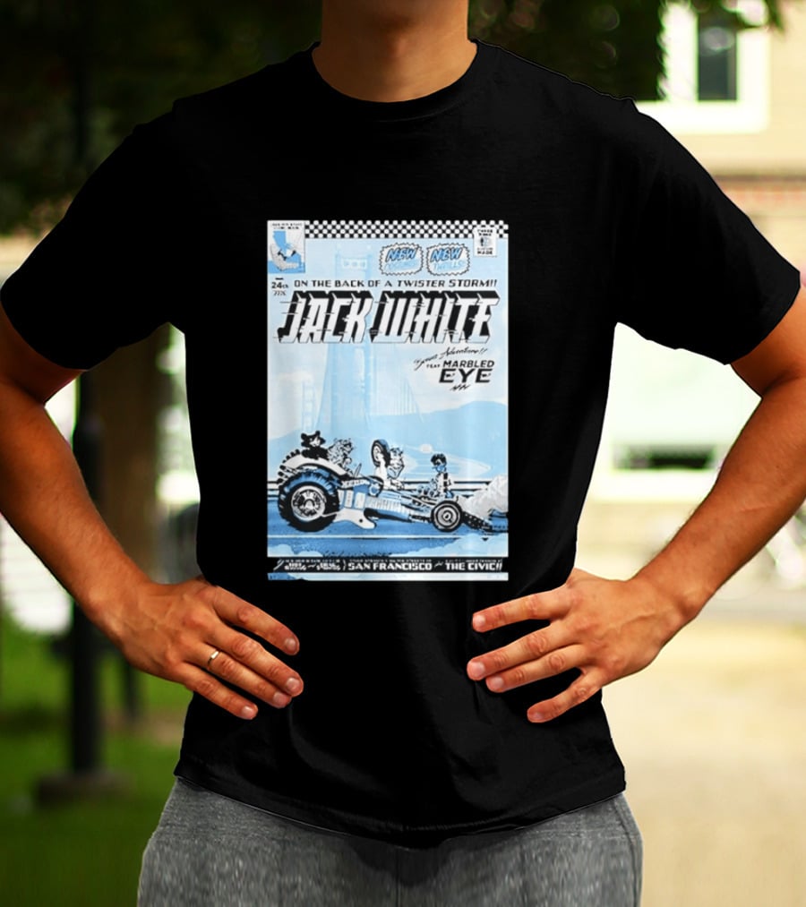 Jack White Twister Storm SF Comic Book Adventure Featuring Marbled Eye San Francisco The Civic T-Shirt