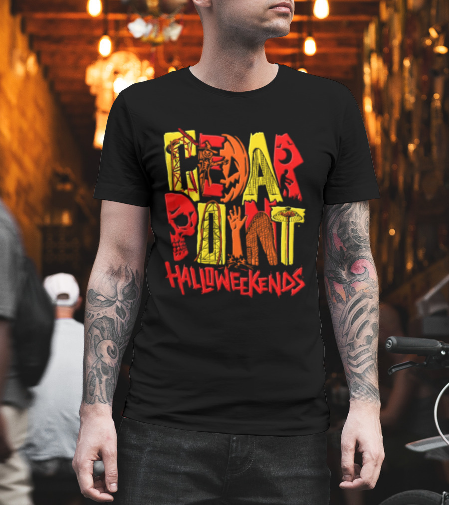 Cedar Point Halloweekends Roller S Scarecrow Skull Zombie Halloween Event T-Shirt