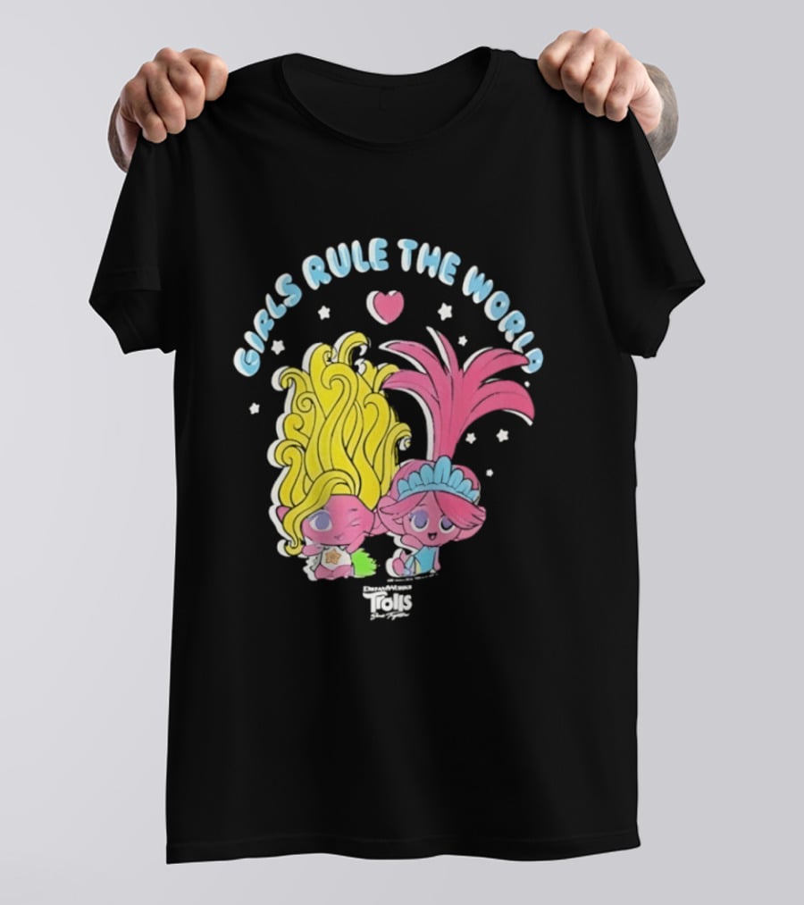DreamWorks Trolls Band Together Girls Rule The World Bright Colorful T-Shirt