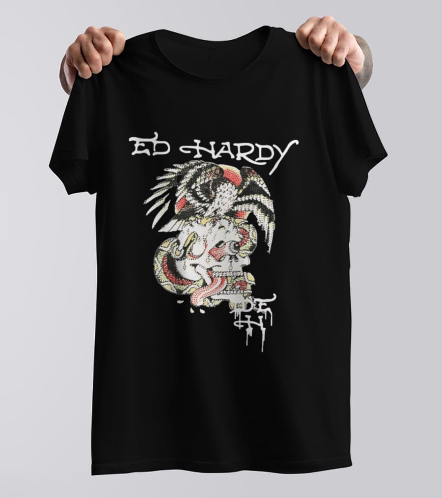 Ed Hardy Skull Eagle Rhinestone Y2K Fashion T-Shirt