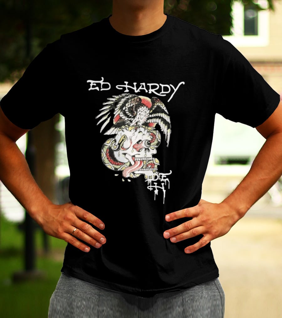 Ed Hardy Skull Eagle Rhinestone Y2K Fashion T-Shirt