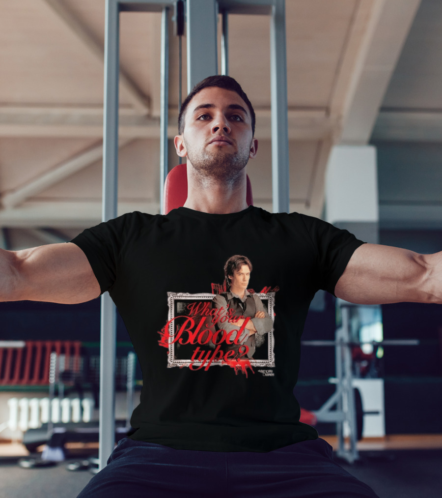 The Vampire Diaries Damon Salvatore What's Your Blood Type Framed T-Shirt