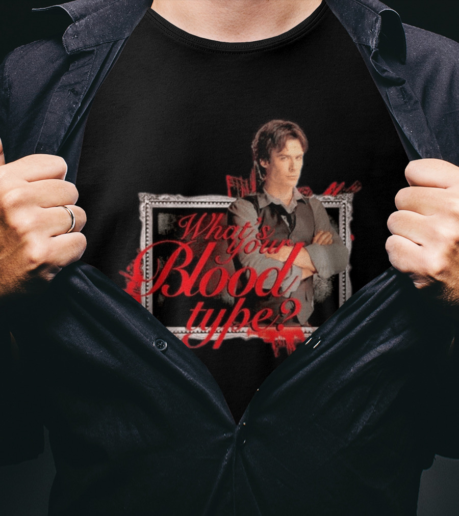 The Vampire Diaries Damon Salvatore What's Your Blood Type Framed T-Shirt