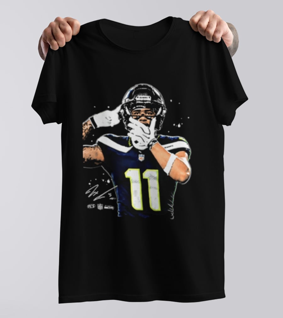 Geno Smith Seattle Seahawks Number 11 Pointing Gesture T-Shirt
