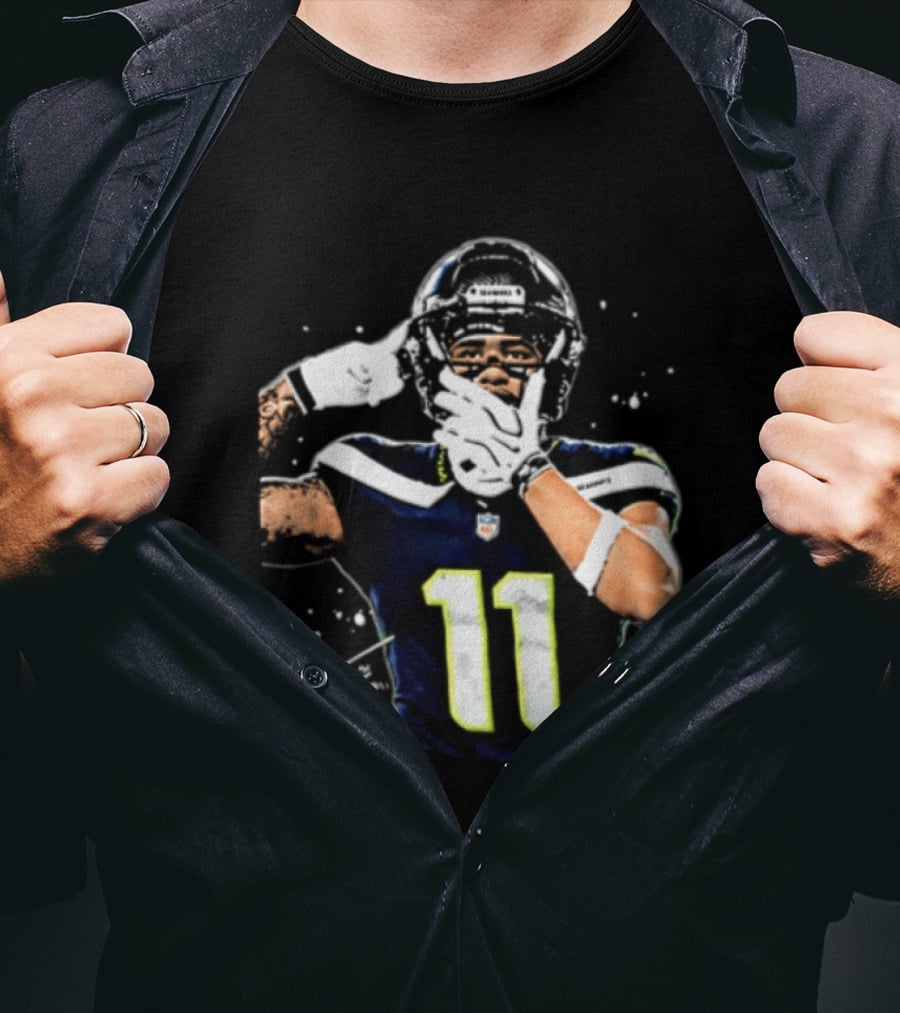 Geno Smith Seattle Seahawks Number 11 Pointing Gesture T-Shirt