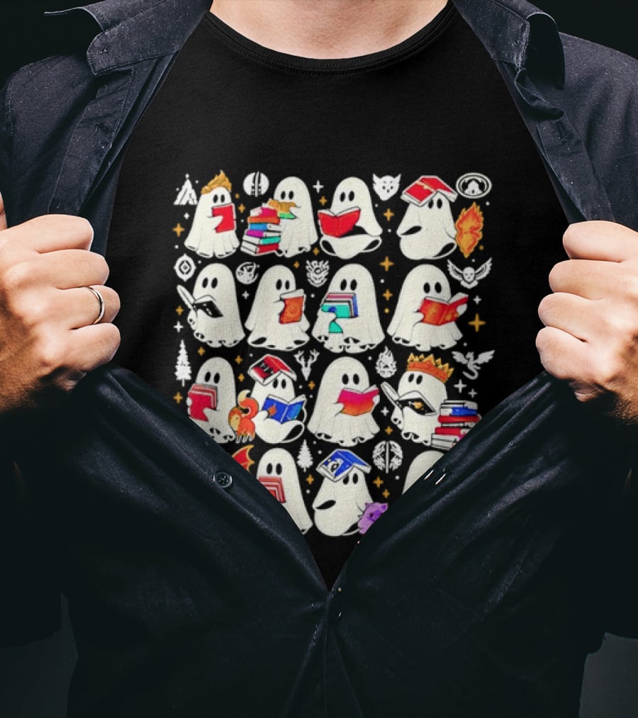 Ghosts Reading Books Halloween Costume Party T-Shirt