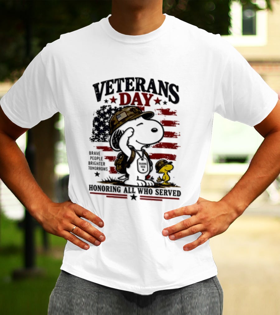 Snoopy Woodstock Veterans Day Some Gave All Peanuts Always Remember T-Shirt