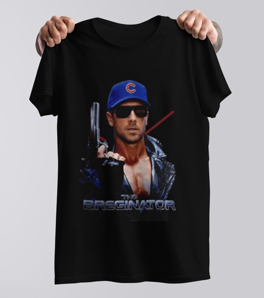 The Breginator Terminator Chicago Cubs Sunglasses Holding Gun T-Shirt