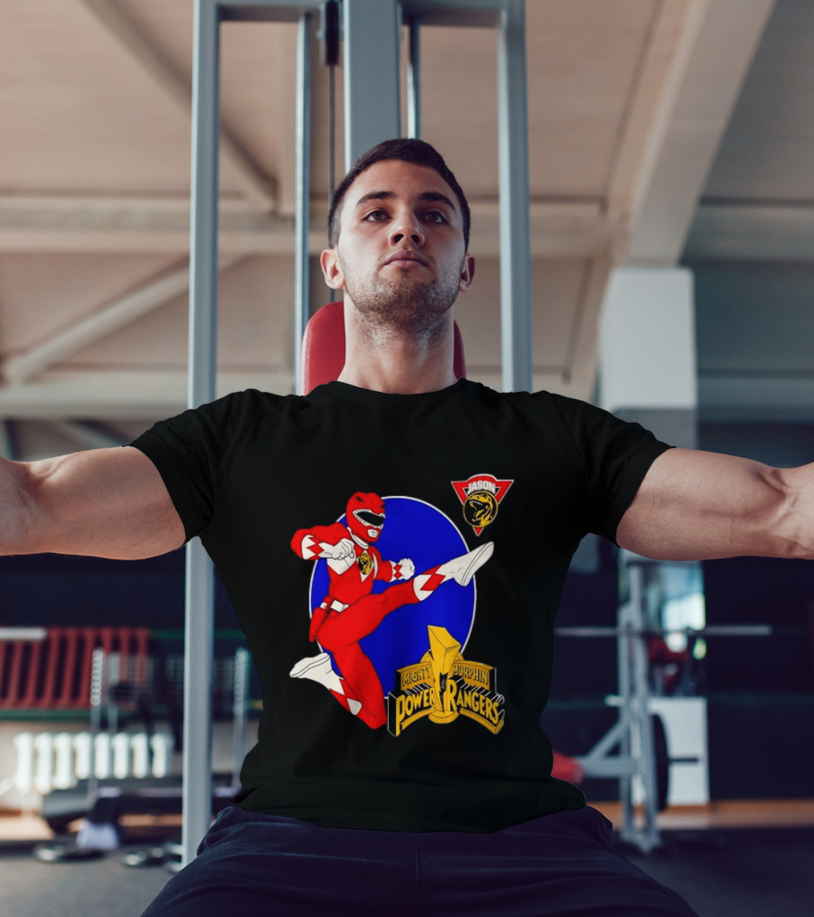 Jason Red Ranger Mighty Morphin Power Rangers Iconic Kick Pose Lion T-Shirt